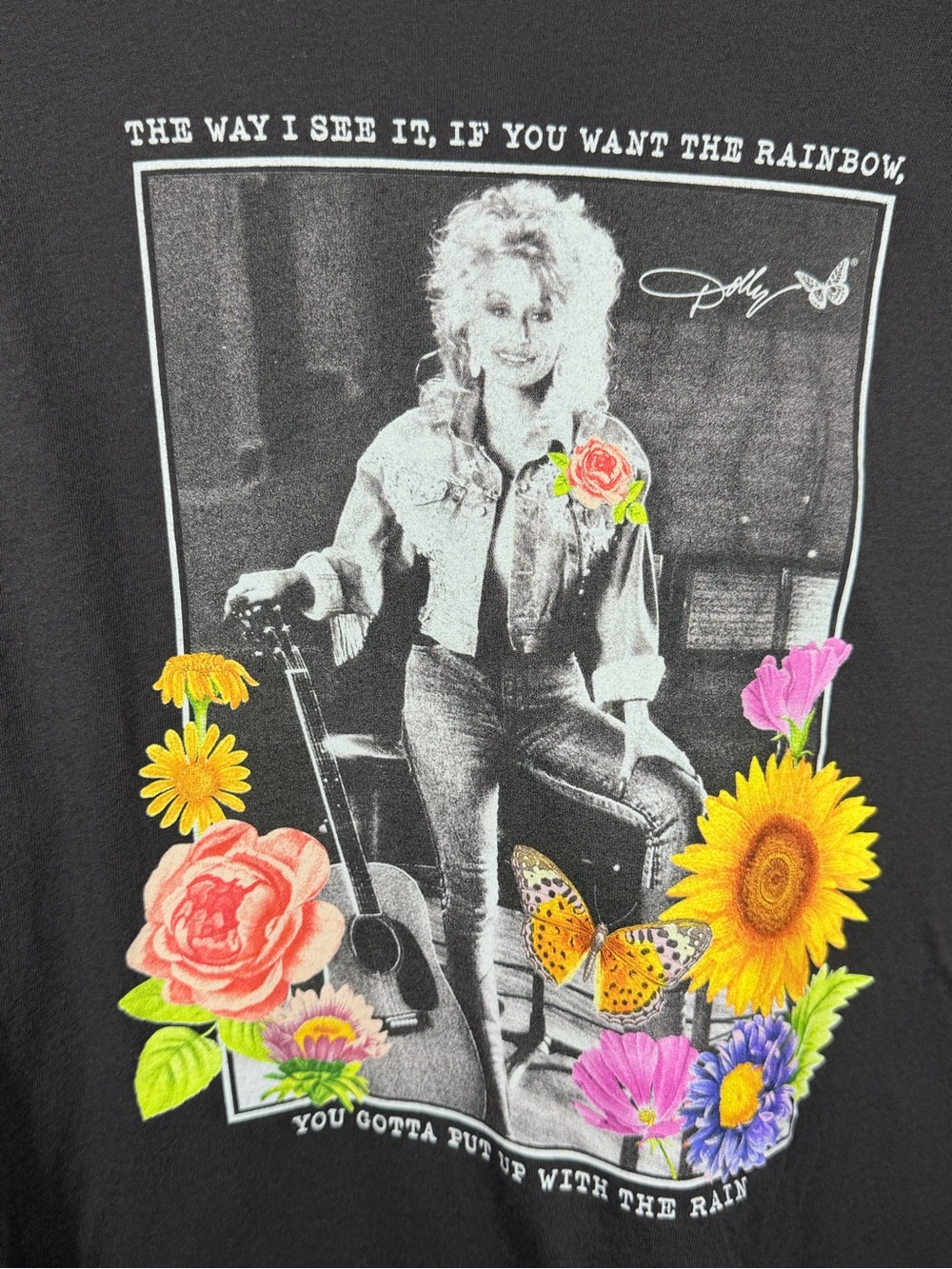 🌻 Dolly Parton “Put Up With the Rain” Floral Graphic Tee 2X 100% COTTON